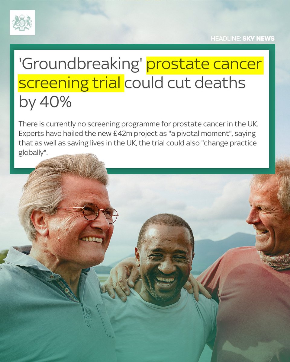 Today @ProstateUK launches a £42 million screening trial to find the best way to screen men for prostate cancer. 'We’re backing groundbreaking trials like this to improve processes and save thousands more lives.' - Health Minister @Andrew4Pendle Details: prostatecanceruk.org/research/trans…