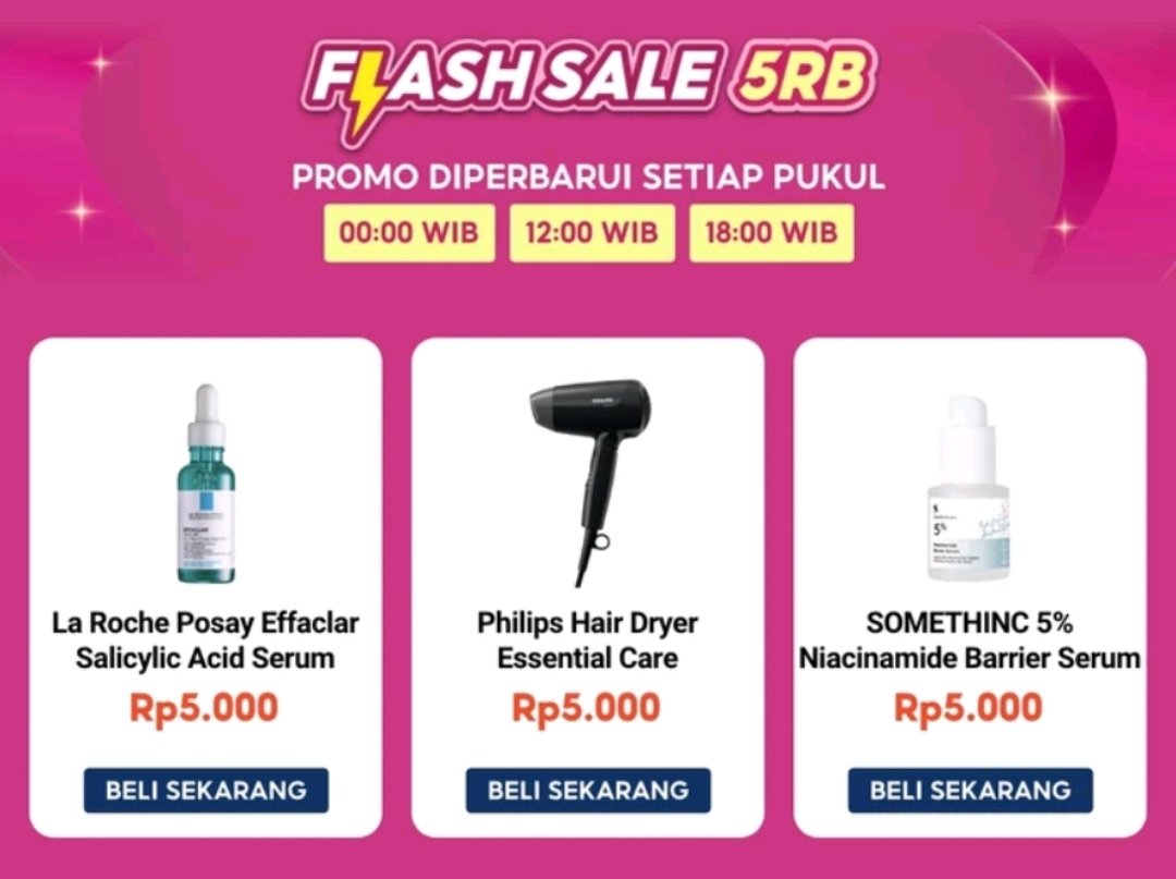 Flash Sale Beauty Rp5.000 ⏰ Jam 18:00 shope.ee/2q8HZKzV1M