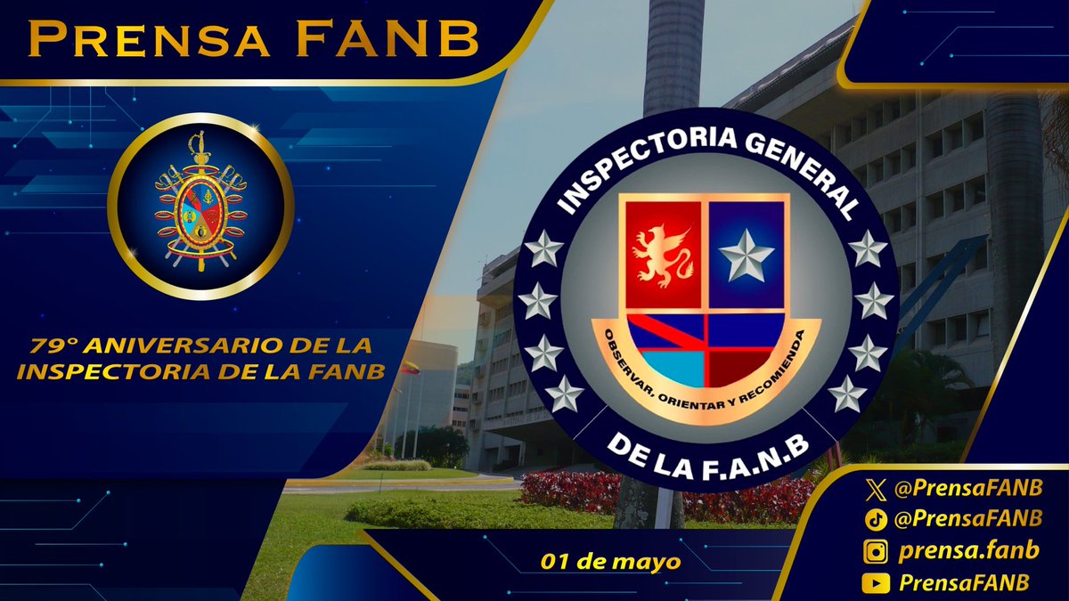 🗓️ #1May || En su 79° Aniversario, felicitamos a la Inspectoría General de la #FANB y a todo su equipo humano. Sus miembros, con un compromiso y una dedicación sin igual, llevan a cabo una labor invaluable: observar, orientar y recomendar acciones que contribuyen a la excelencia