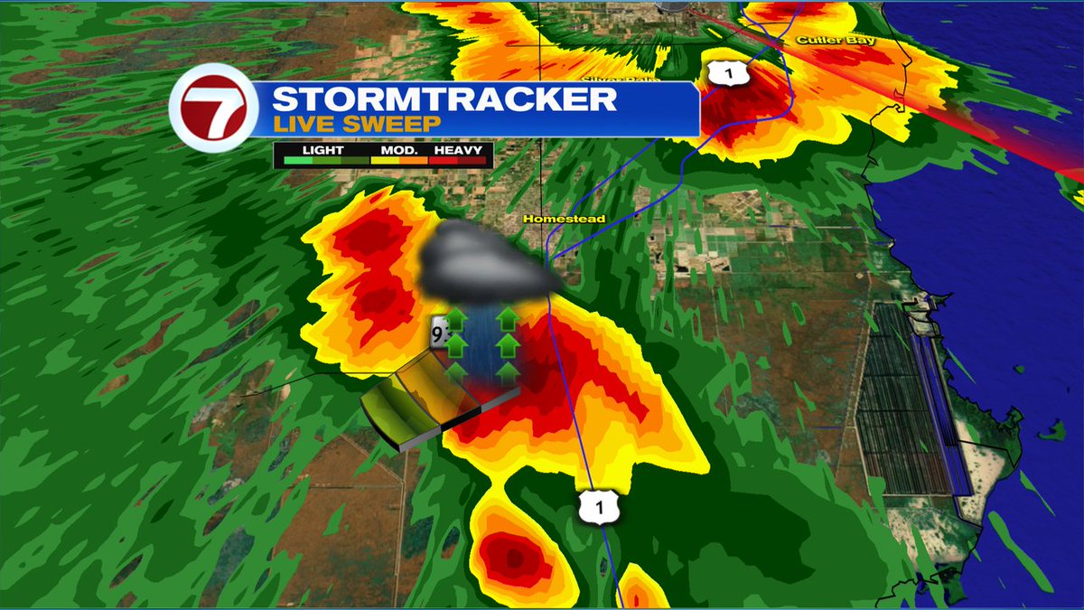 Heavy rainfall and gusty winds have developed near Florida City.  @wsvn #FLwx