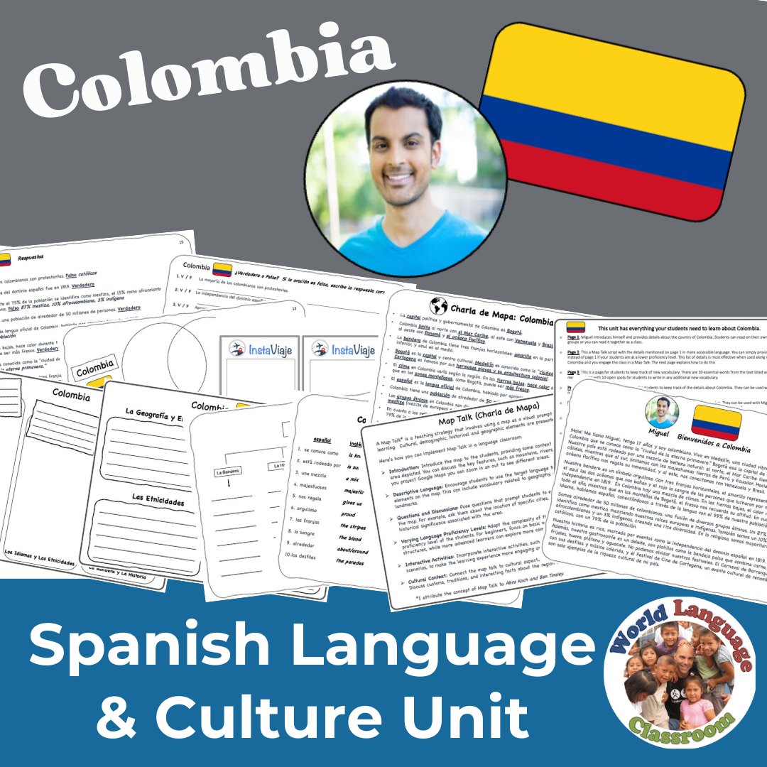 Bring Colombia to your classroom. These country units have reading & writing activities, brain frames and scaffolded notes, map talks, creative projects & an assessment. Digital & Print. Everything is ready to go. ☑️ teacherspayteachers.com/Product/Spanis…