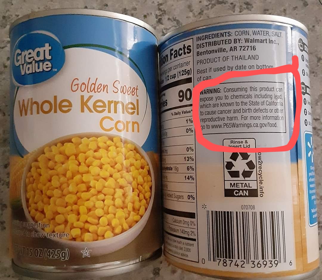 BTW, there's lead in your corn from Walmart