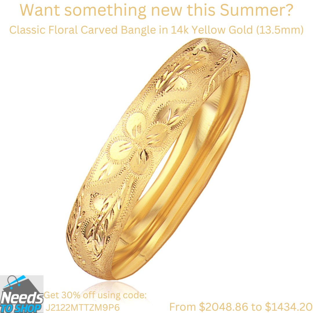 Want something new this Summer? needstoshop.com/classic-floral… Get 30% off till May 30 using code: J2122MTTZM9P6 #gold #goldjewelry #jewelry #jewellery #jewellerytechniques #jewelryaddict #jewelrylover #14k #yellowgold #jewelrycollection #goldbangle #braclate