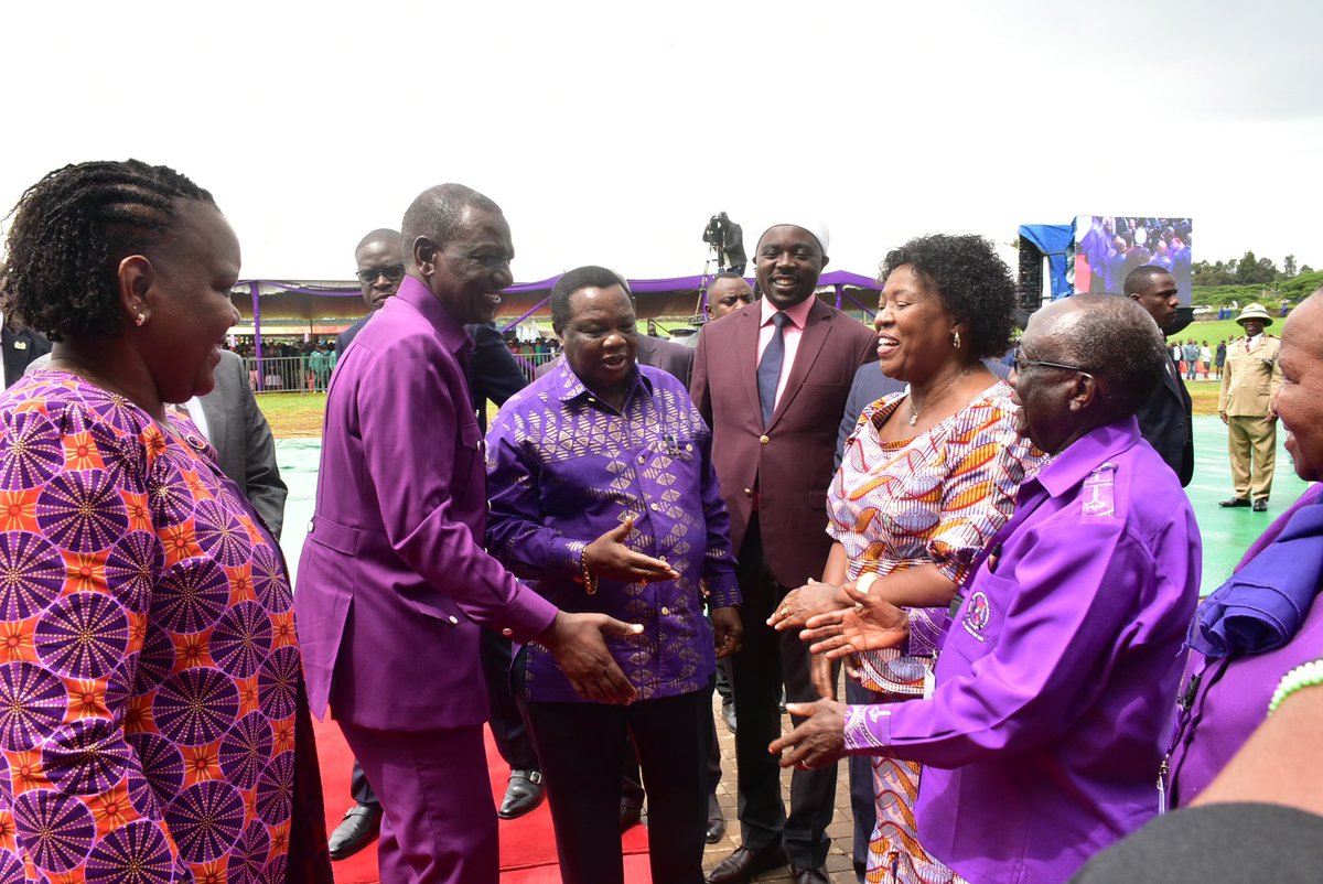 Earlier today, Ms. Jacqueline Mugo, Executive Director and CEO, FKE receiving the His Excellency President William Ruto, during the Labour Day Celebrations at Uhuru gardens, Nairobi. #LabourDay2024