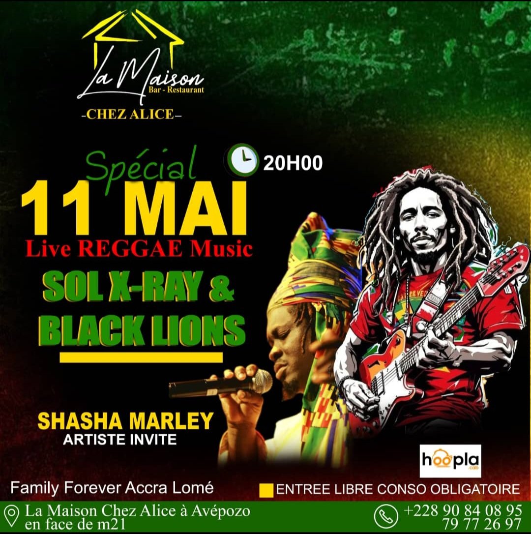LOME, TOGO 🇹🇬 . May 11 .. On se voit là-bas #ShashaMarley 🇬🇭 #TwinCityMafia Shasha Marley