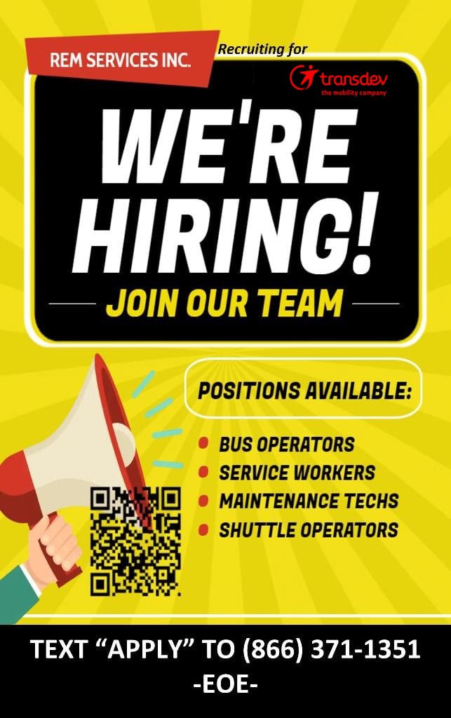 MAY 2024 is the MONTH of Career Opportunities at METRO LIFT!

APPLY & Let them know @dotsconnector sent you!

#METRO #METROLift #Transdev #REMServicesInc #BusOperators #Drivers #CareerOpportunities #Career #Apply #Hiring #AvailableJobs #HoustonJobs #Houston #Texas