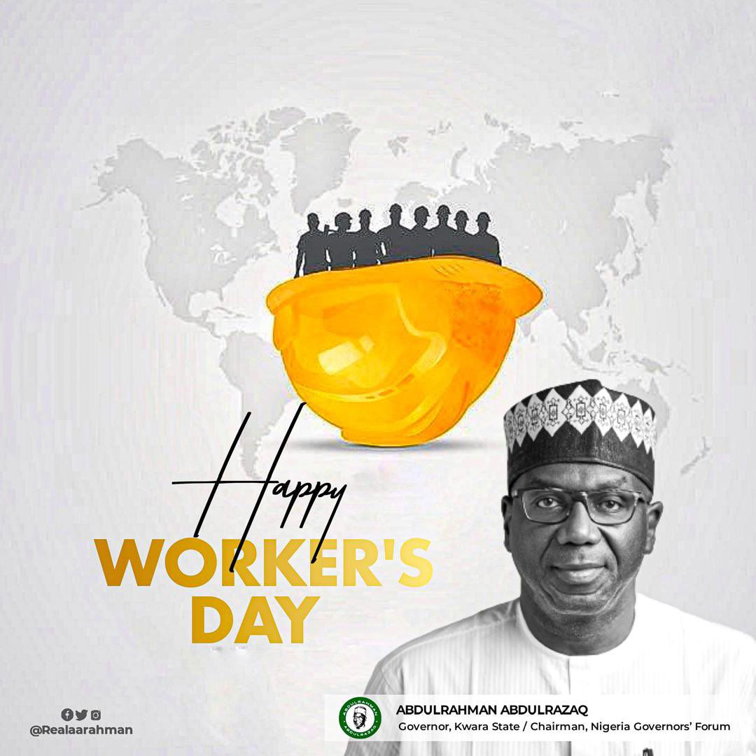 Today, as always, I @RealAARahman send my fraternal greetings to all workers in Kwara State, especially all civil servants, on the occasion of the May Day. Workers are an integral component of governance. They are the life-wire that drives governmental