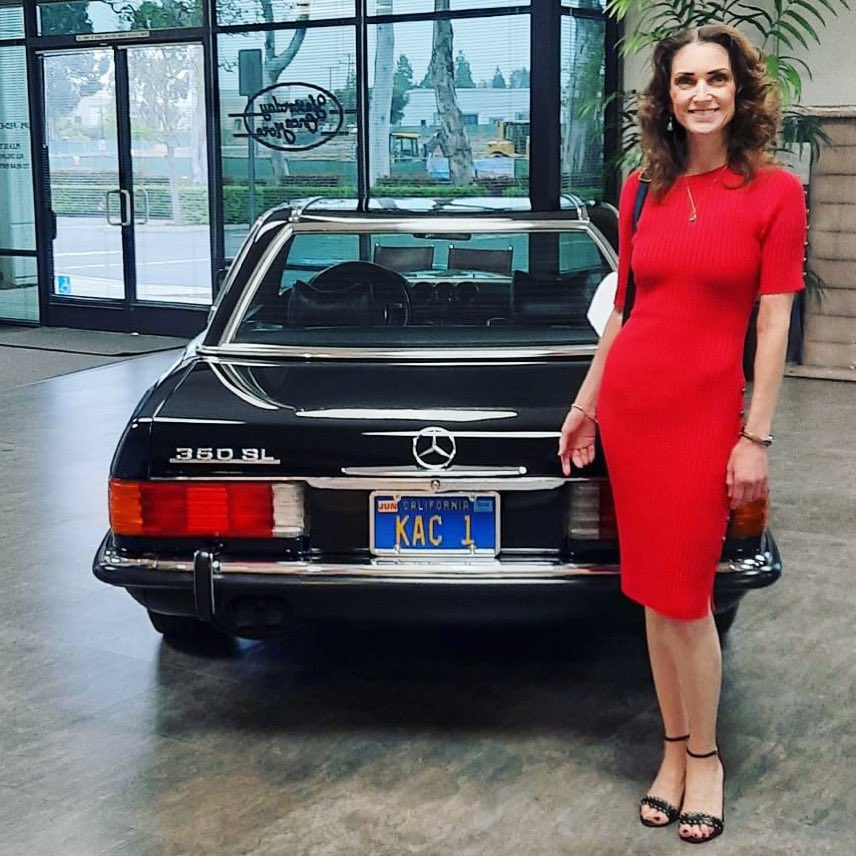 MEETING WITH RICHARD CARPENTER, Part 2: One more pic for the night and more to come tomorrow. Here I am with Karen's 1972 Mercedes Benz 350 SL V8 W107. Such a sleek and gorgeous vehicle. And as many of you know, my latest vanity plate is 'KAC1'.
