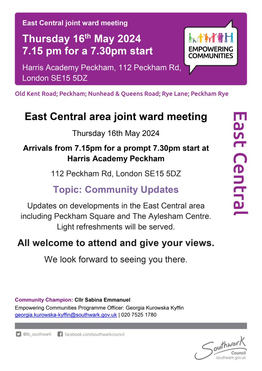 Peckham Vision (@peckhamvision) on Twitter photo Please come Thurs 16 May 7.15pm for 7.30pm to important meeting of Peckham Ward councillors about the Aylesham redevelopment. This is a chance for us as local people to say to all ward councillors what we think about <a href="/BerkeleyGroupUK/">Berkeley Group</a> plans. Pass the word round local networks. Please come Thurs 16 May 7.15pm for 7.30pm to important meeting of Peckham Ward councillors about the Aylesham redevelopment. This is a chance for us as local people to say to all ward councillors what we think about <a href="/BerkeleyGroupUK/">Berkeley Group</a> plans. Pass the word round local networks.