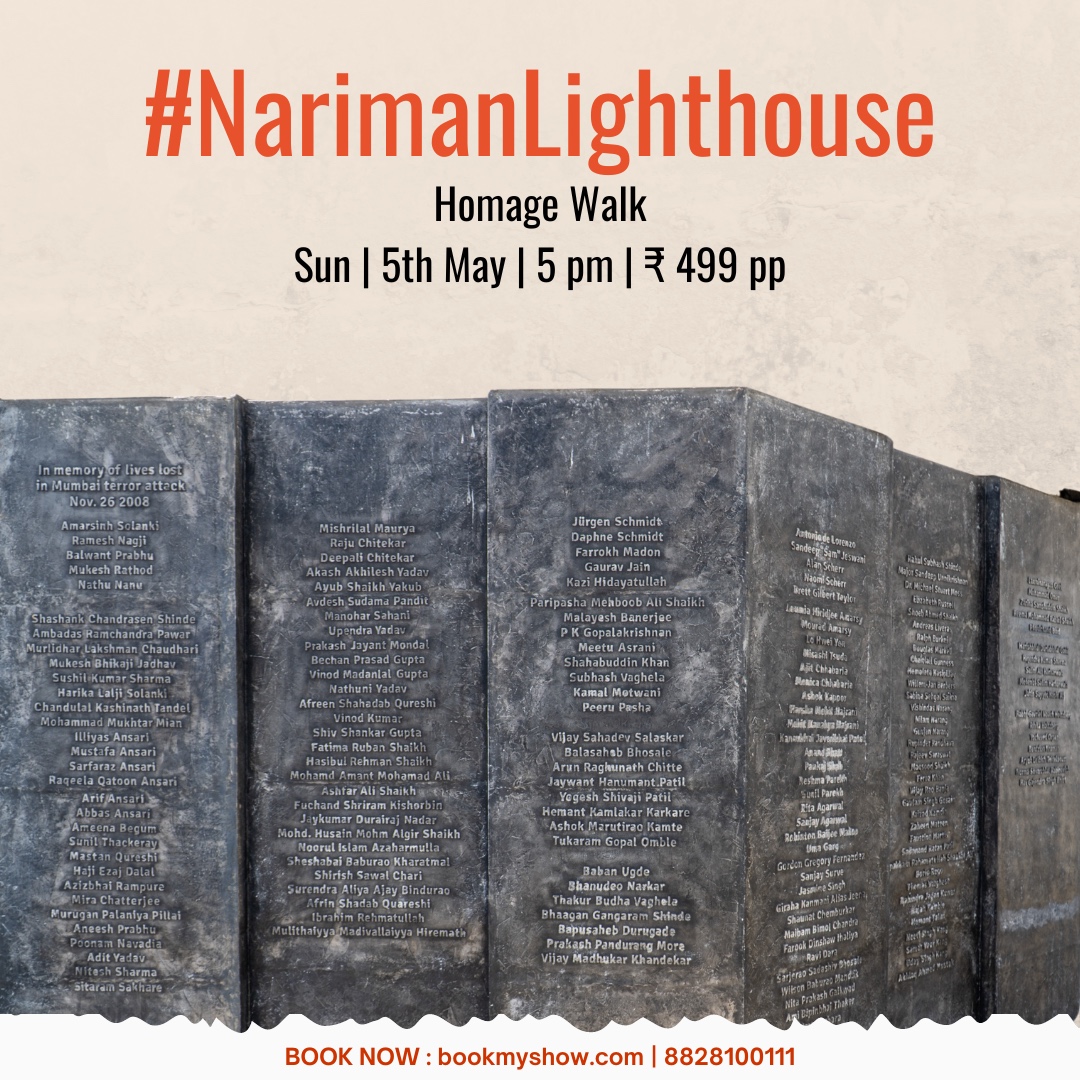 Join us on our #NarimanLighthouse homage walk which dispels the darkness caused by the 26/11 terror attacks with light.

📍Sun | 5th May | 5 PM | ₹499 pp

➡Book now at: khakitours.com/experiences/To…

#ChabadHouse #2611Attacks #HomageTour #Things2DoInMumbai #KhakiTours #ExploreMumbai…