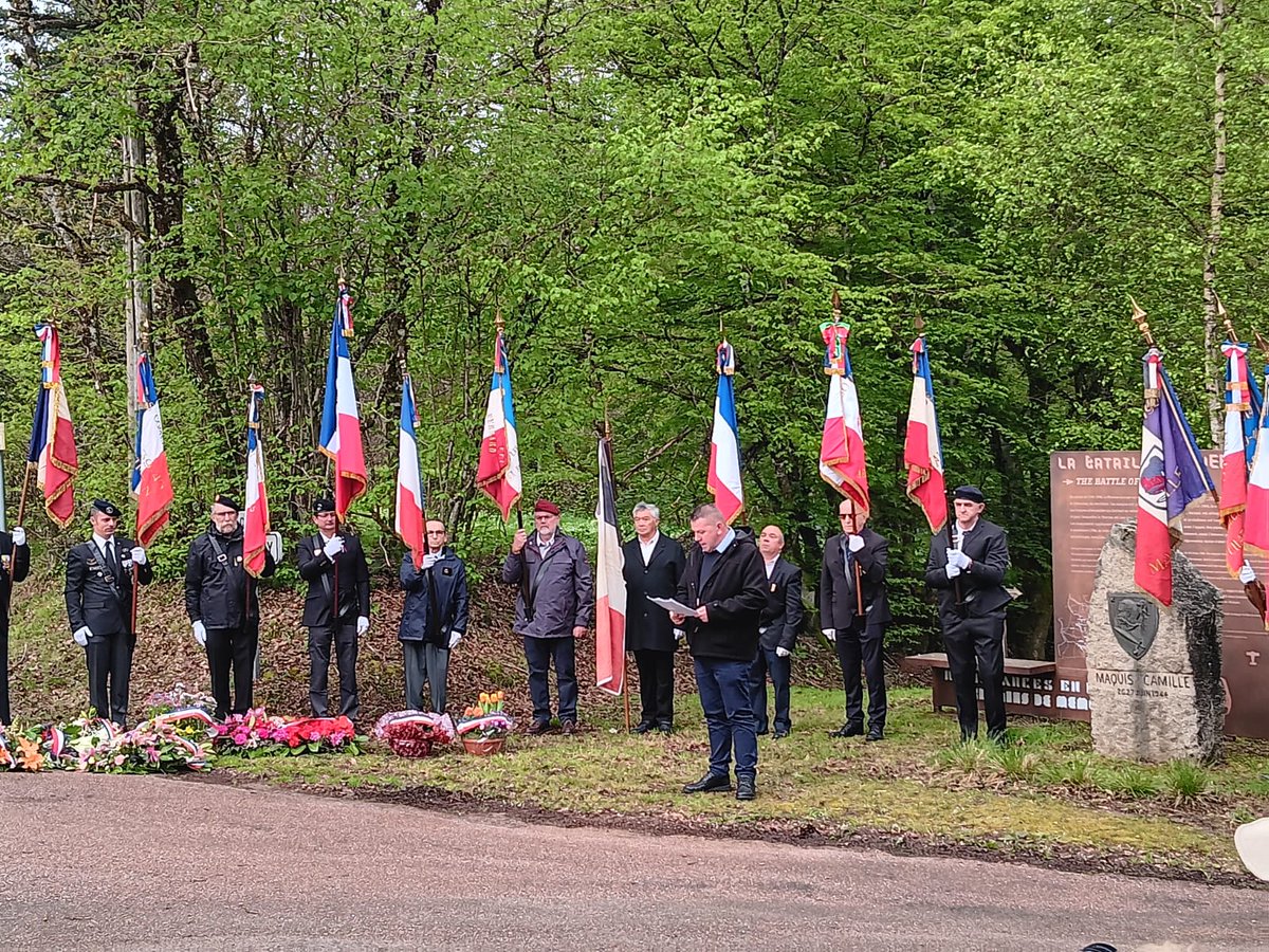 Aujourd'hui un détachement du 35e RI s'est rendu à Vermot afin de commémorer la bataille de Vermot en présence de monsieur Jean-Philippe Sourd, président de l'association de l'Amicale du Maquis Camille.