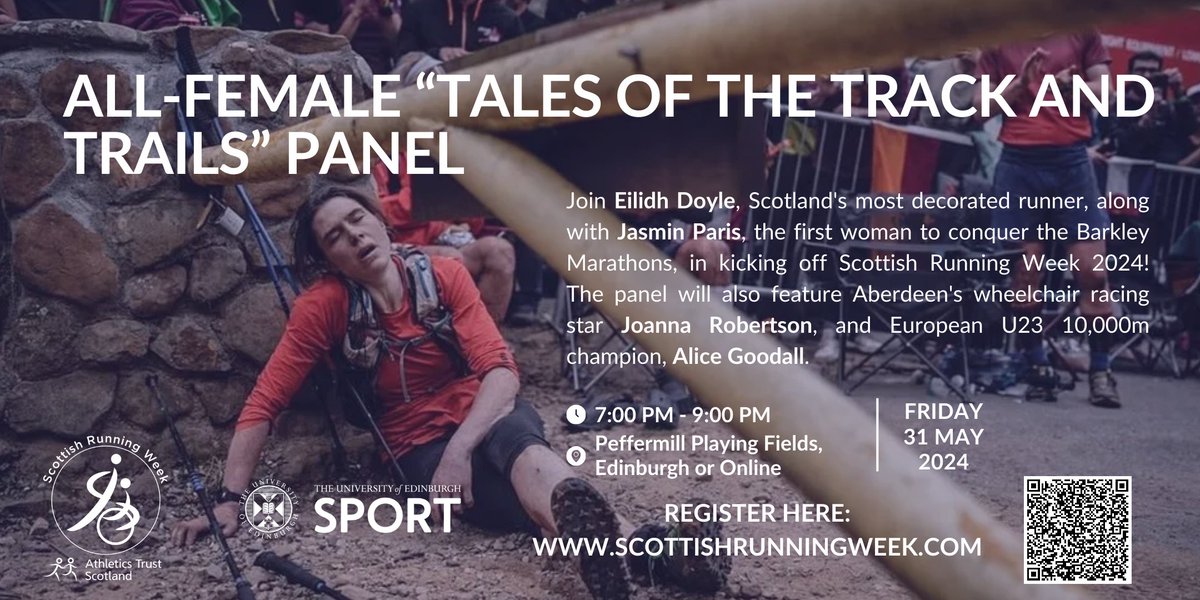 We are delighted to announce the most-talked-about athlete @JasminKParis will star on our Tales of the Track and Trails panel on 31 May!🤩

Joining her on the panel will be our ATS Patron @EilidhDoyle, wheelchair racer Joanna Robertson and British international Alice Goodall🫡🏴󠁧󠁢󠁳󠁣󠁴󠁿