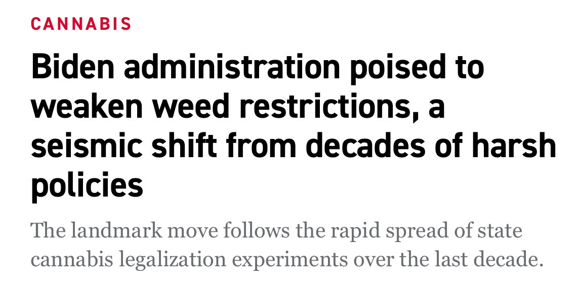 “.. the DEA’s biggest policy change in more than 50 years .. will move #cannabis businesses out from .. section 280E of the federal tax code, which prohibits them from writing off most .. business expenses and makes it .. difficult to turn a profit.” $MSOS politico.com/news/2024/04/3…