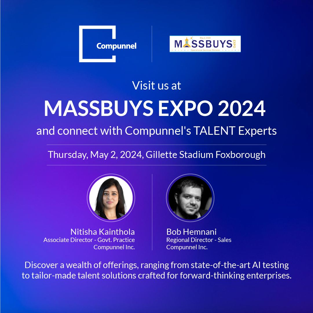 Discover the future of talent solutions with Compunnel at MASSBUYS EXPO 2024! Join us on May 2nd at 1 Patriot Place, Foxborough, MA.
Engage with our experts and elevate your business strategies.
Know more- massbuys.expoplanner.com/content/massbu…

#BusinessGrowth #Innovation #technology #AI