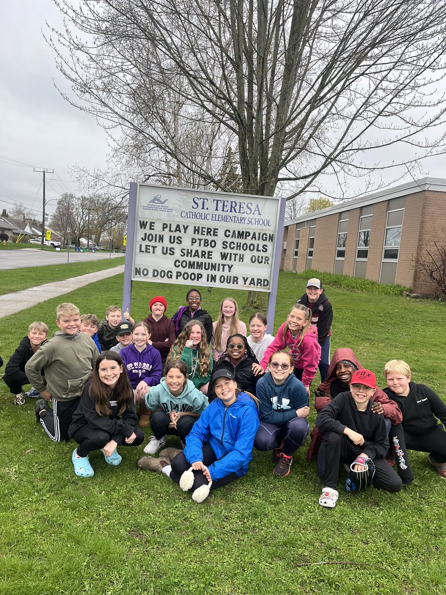 Our Gr. 5’s invite PTBO schools today to join our “We Play Here” Campaign. We need a safe place to play free of off leash dogs and poop. Spread the word…be a responsible pet owner.