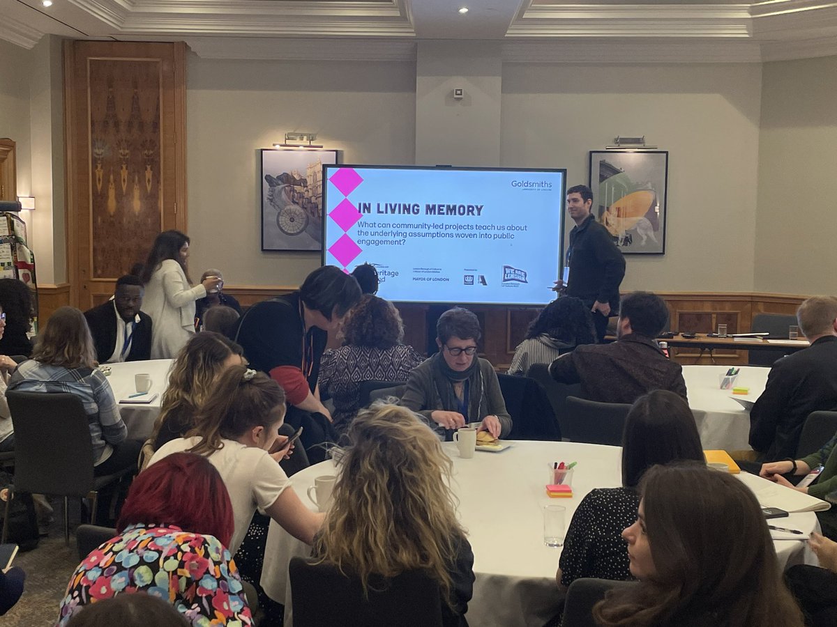 It’s a full room for the Goldsmiths session at #Engage2024, showcasing the In Living Memory project and exploring what community-led work can tell us about some of the assumptions underlying public engagement @NCCPE