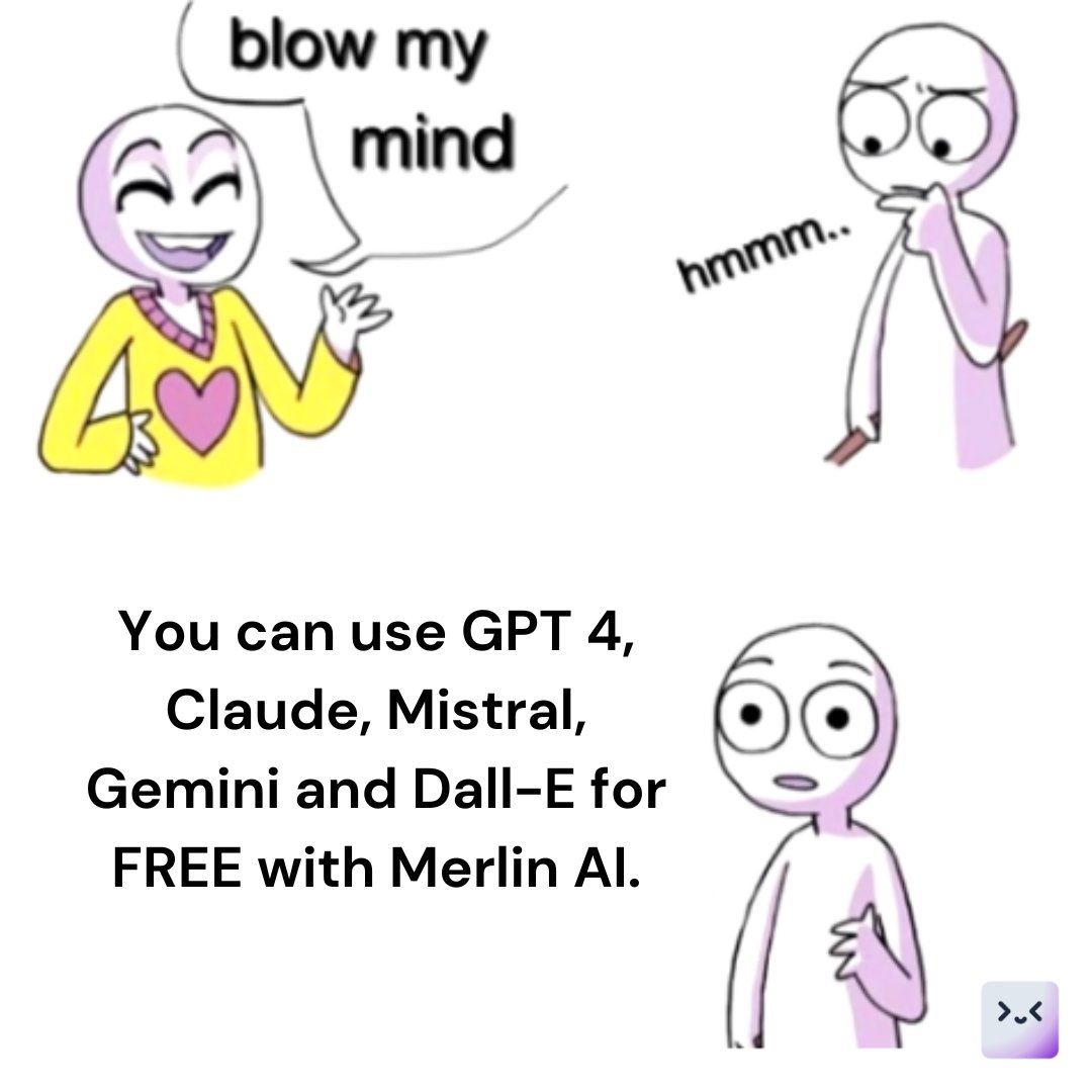 I wish more people knew about this! With Merlin AI, you can access the top AI models with web access to answer all your questions! And the best part? The first 102 queries are on us 😊 Don’t wait, Get Merlin here: links.getmerlin.in/merlinai3