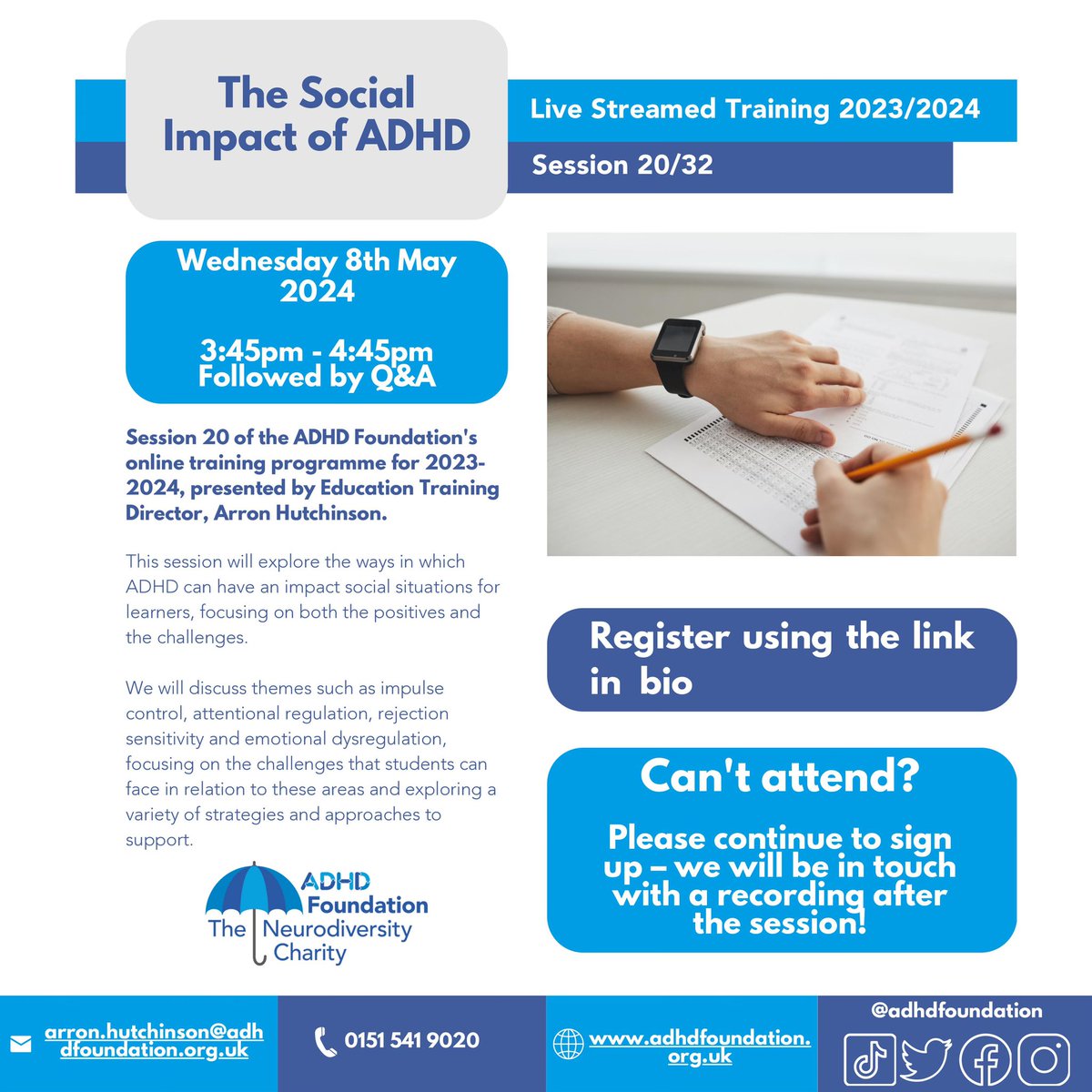 Wednesday Weekly Webinars for Education Professionals May 8th 3.45pm-4.45pm+optional 30 minute Q&amp;A. How are social skills, friendships &amp; relationship skills are impacted by ADHD? Book here £25
eventbrite.co.uk/e/the-social-i… <a href="/sencochat/">SENCO Chat Network</a> <a href="/Inverclyde_EPS/">Inverclyde Educational Psychology Service</a> <a href="/TeachFirst/">Teach First</a> <a href="/ASCL_UK/">ASCL</a> <a href="/CharteredColl/">Chartered College of Teaching</a>