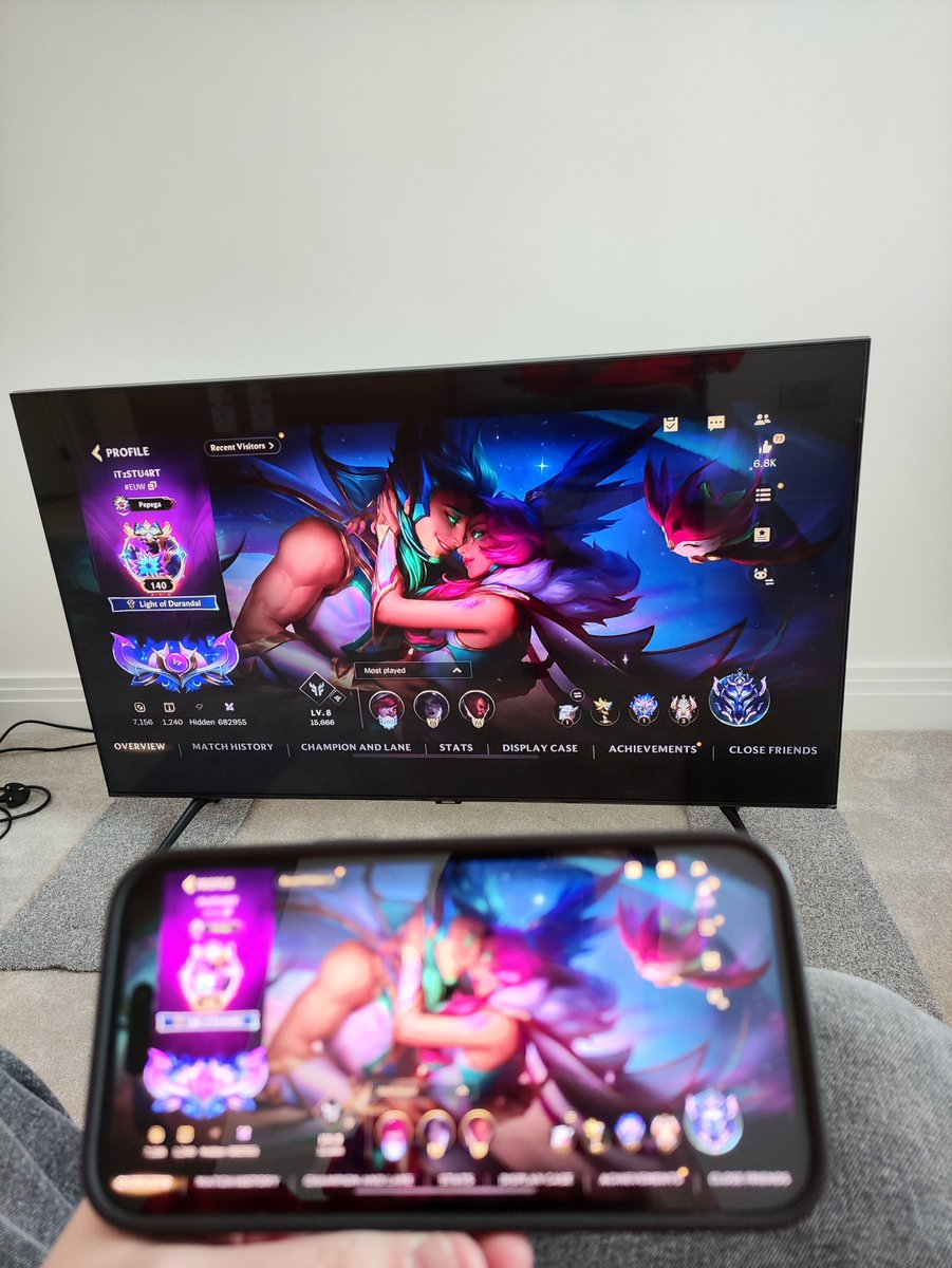 So I got a TV and what’s the first thing I do… BIG SCREEN WILD RIFT 😱