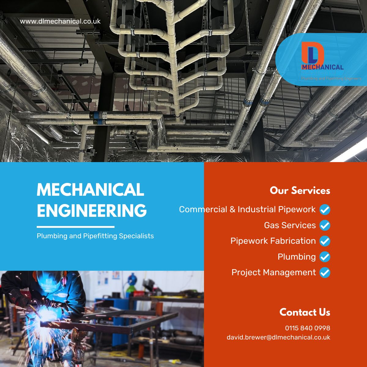 Just some of the professional services we offer here at DL Mechanical 🙌

📞 0115 840 0998
📲 Message us
💻 dlmechanical.co.uk 

#mechanicalengineer #welding #plumbing #constructionuk #construction #plantroom #maincontractor #contractor #prefabrication #manufacturing #steel
