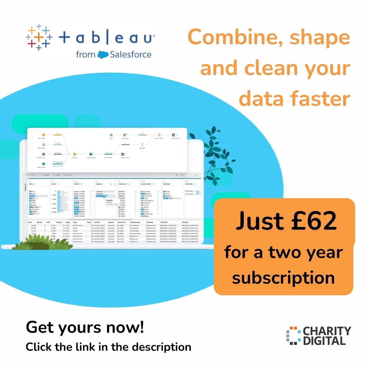 Ready to take your data analysis to the next level? Learn more about Tableau Desktop and Tableau Prep Builder today ⬇️ charitydigitalexchange.org/content/tablea… #CharityDigital #DataAnalytics #Tableau