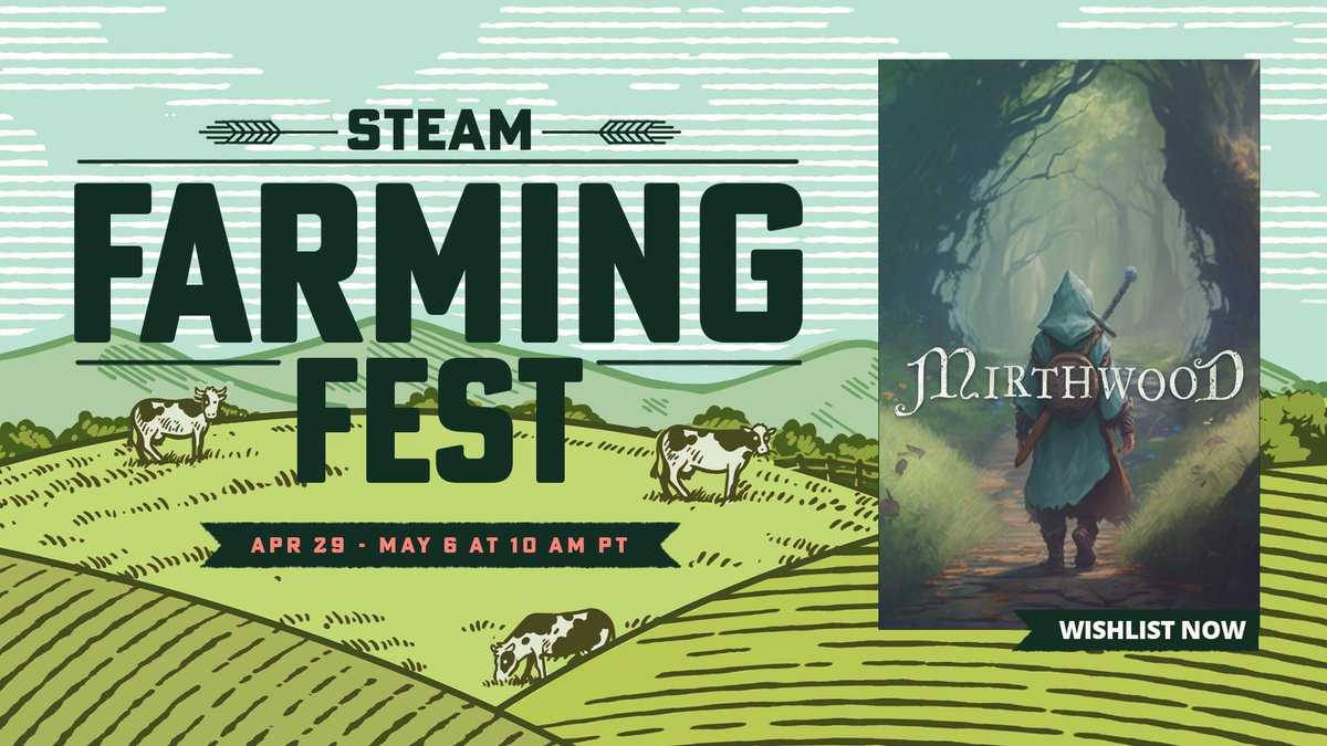 We're thrilled to share that Mirthwood is part of the Steam Farming Fest this week! 🌻 

Drawing inspiration from beloved titles like Fable, Stardew Valley, and Rimworld, Mirthwood offers an exciting adventure. 

🌷 Learn more: store.steampowered.com/app/2272900/Mi…