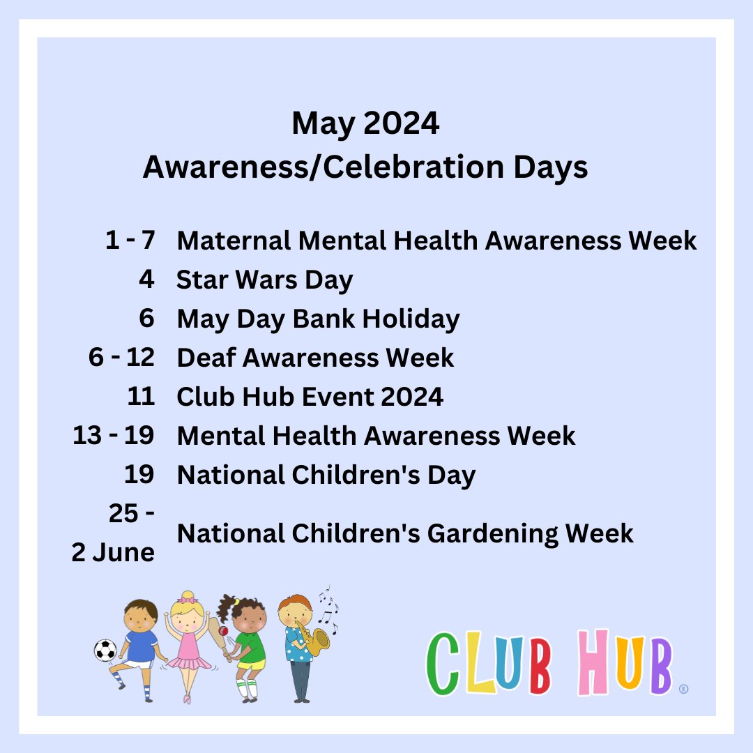 Hello May 2024! Our favourite month of the year! #ClubHubEvent2024 #ClubHubMember #ClubHubUK #ChildrensActivityProviders