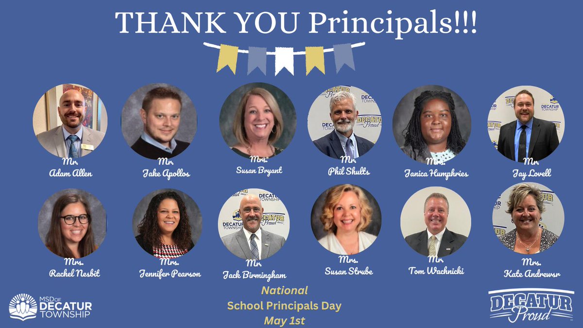 'If your actions inspire others to dream more, learn more, do more, and become more, you are a leader.'-President John Quincy Adams
Our school principals lead with purpose every day!  THANK YOU PRINCIPALS! #DecaturProud @Steph_Hofer