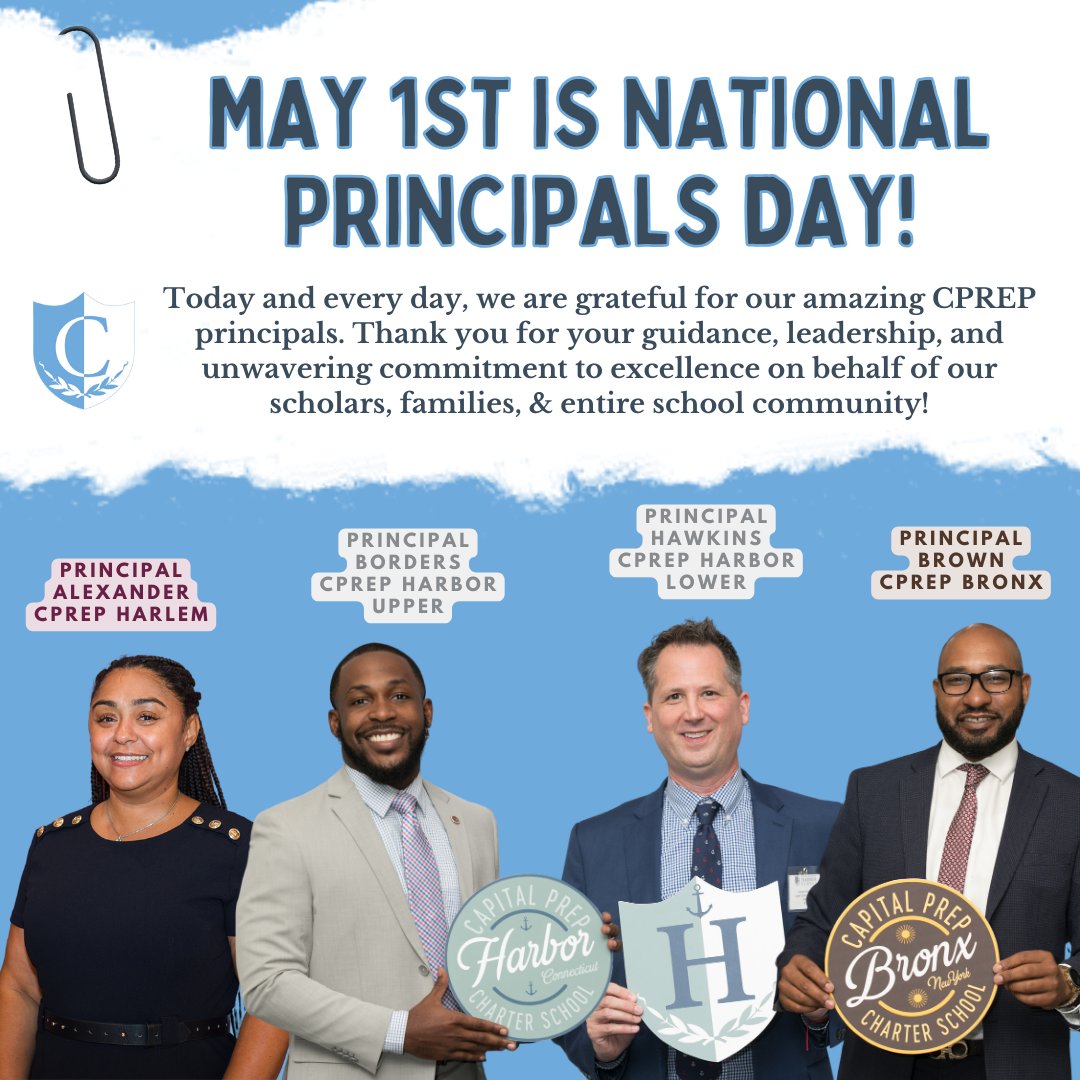Today and every day we thank our incredible CPREP principals for their constant guidance, leadership, and unwavering commitment to our scholars, families, and school community. We will change the world because #WeAreCapitalPrep!