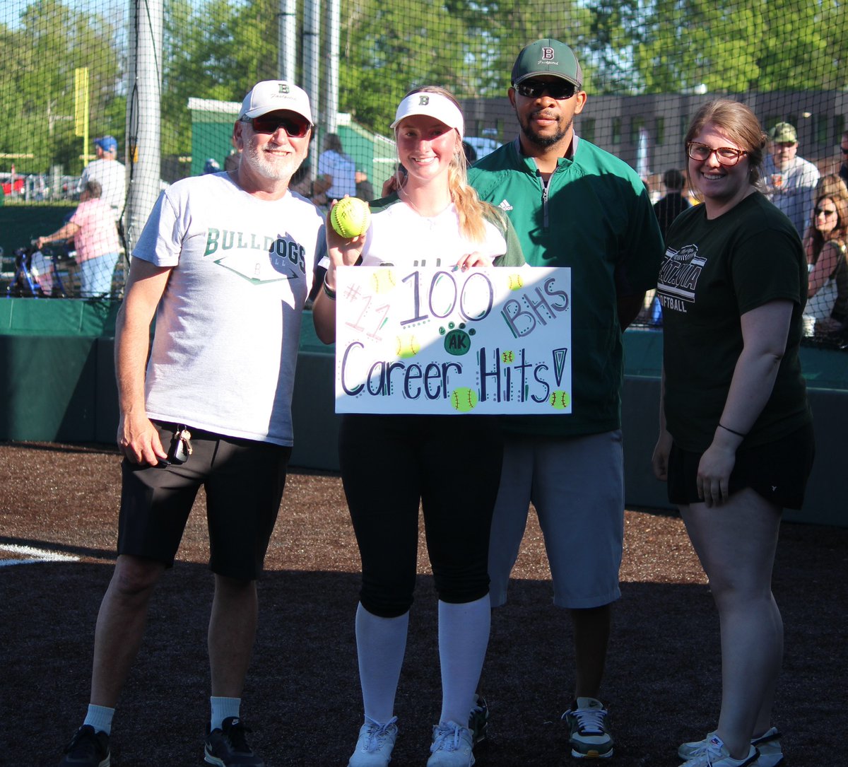 Congratulations to Aerianna King who collected her 100th career hit yesterday!  #BulldogPride