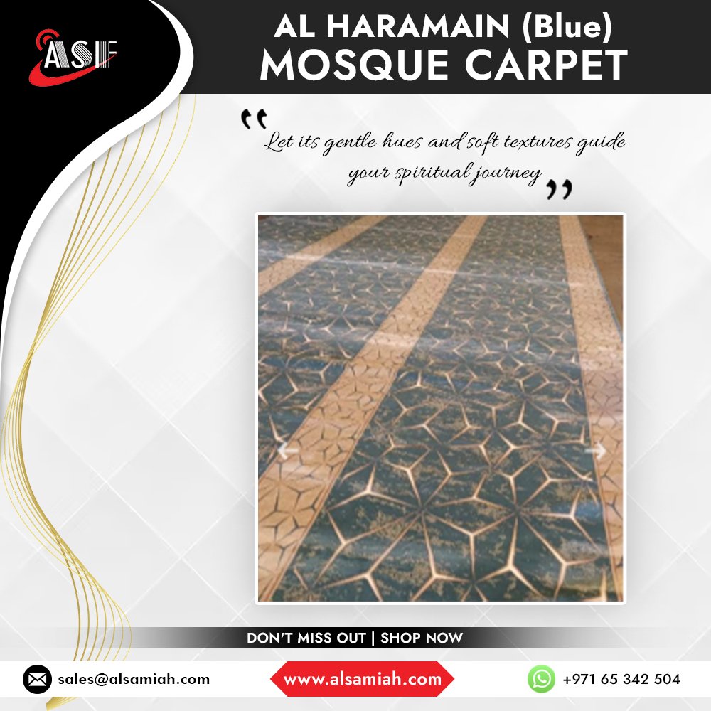 Immerse yourself in timeless elegance with the Al Haramain Mosque carpet! 🕌✨Experience the perfect blend of luxury and affordability with our best prices and premium quality - get yours now!

Contact: +971 6 534 2504

#PrayerSpace #MosqueCarpet #EcoFriendly #SustainableLiving