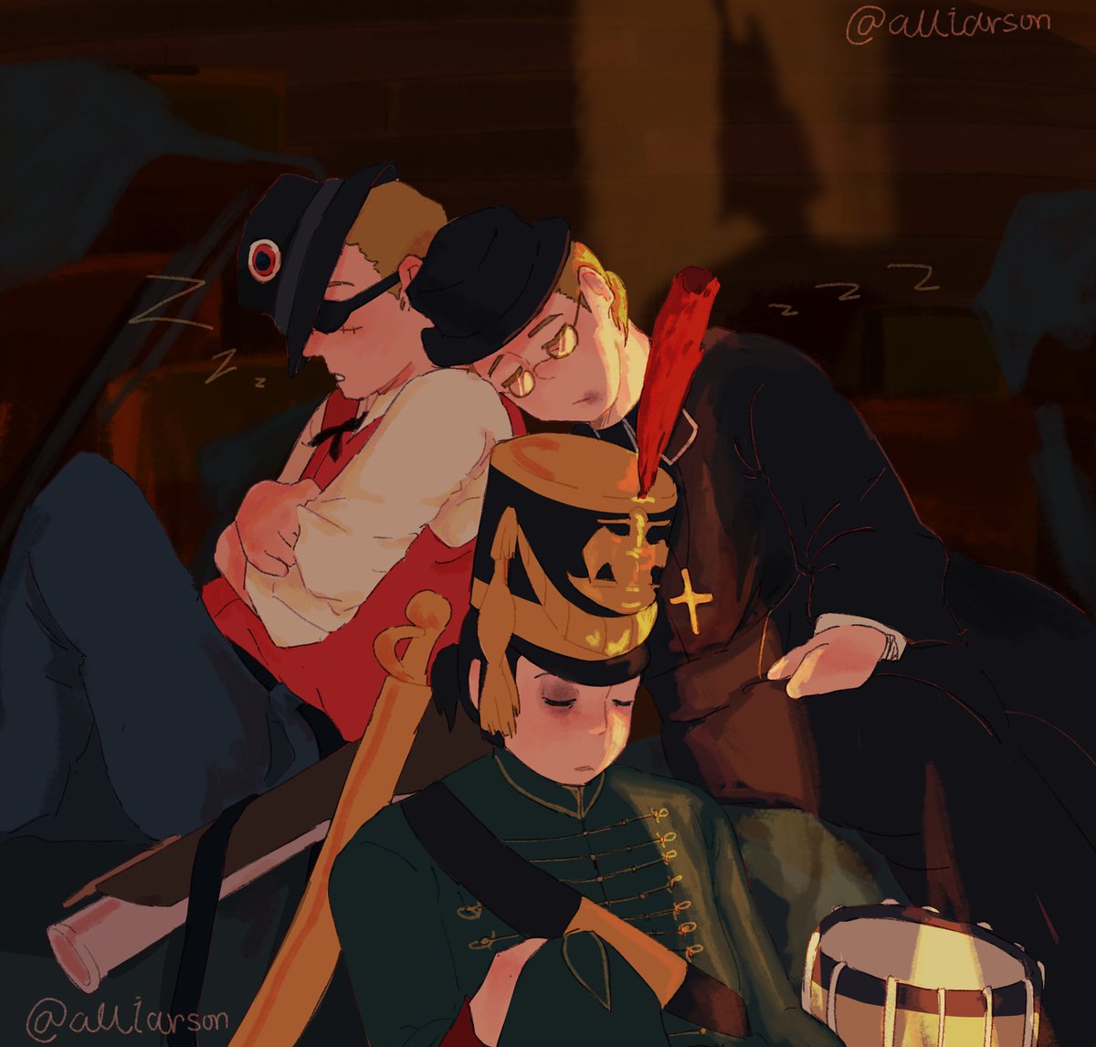 Nicolas: be quiet Louis, it’s been a long day, let them boys sleep. #gutsandblackpowder #oc