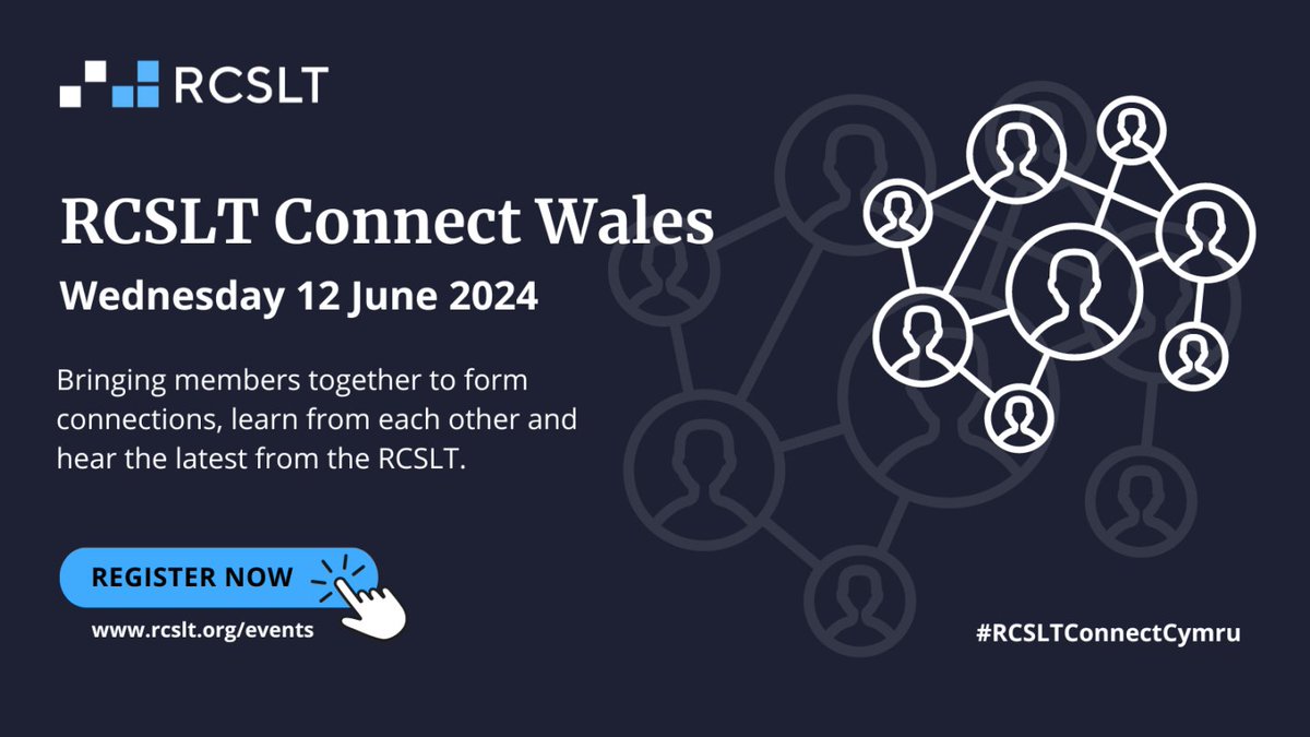 📢Members! Registration is now open for our #RCSLTConnectCymru event in June. We look forward to welcoming you for a day of networking, learning & sharing good practice. @AlisonOlliemeg @dawn_leoni