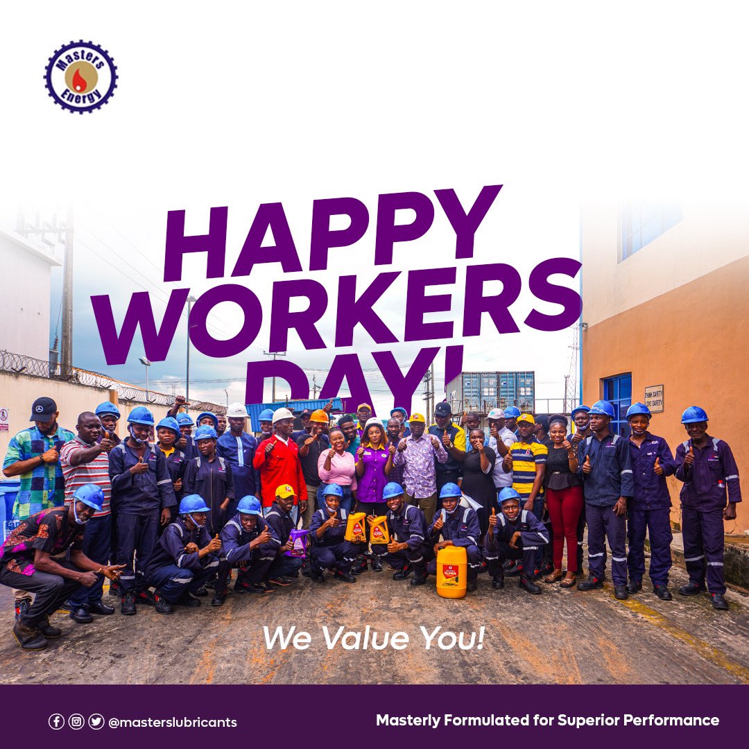 Today, we celebrate the heartbeat of our production family. You make the magic happen!

Happy Workers Day!

#masterslubricants #WorkersDay #workersday2024 #mastersenergygroup #productioncompany