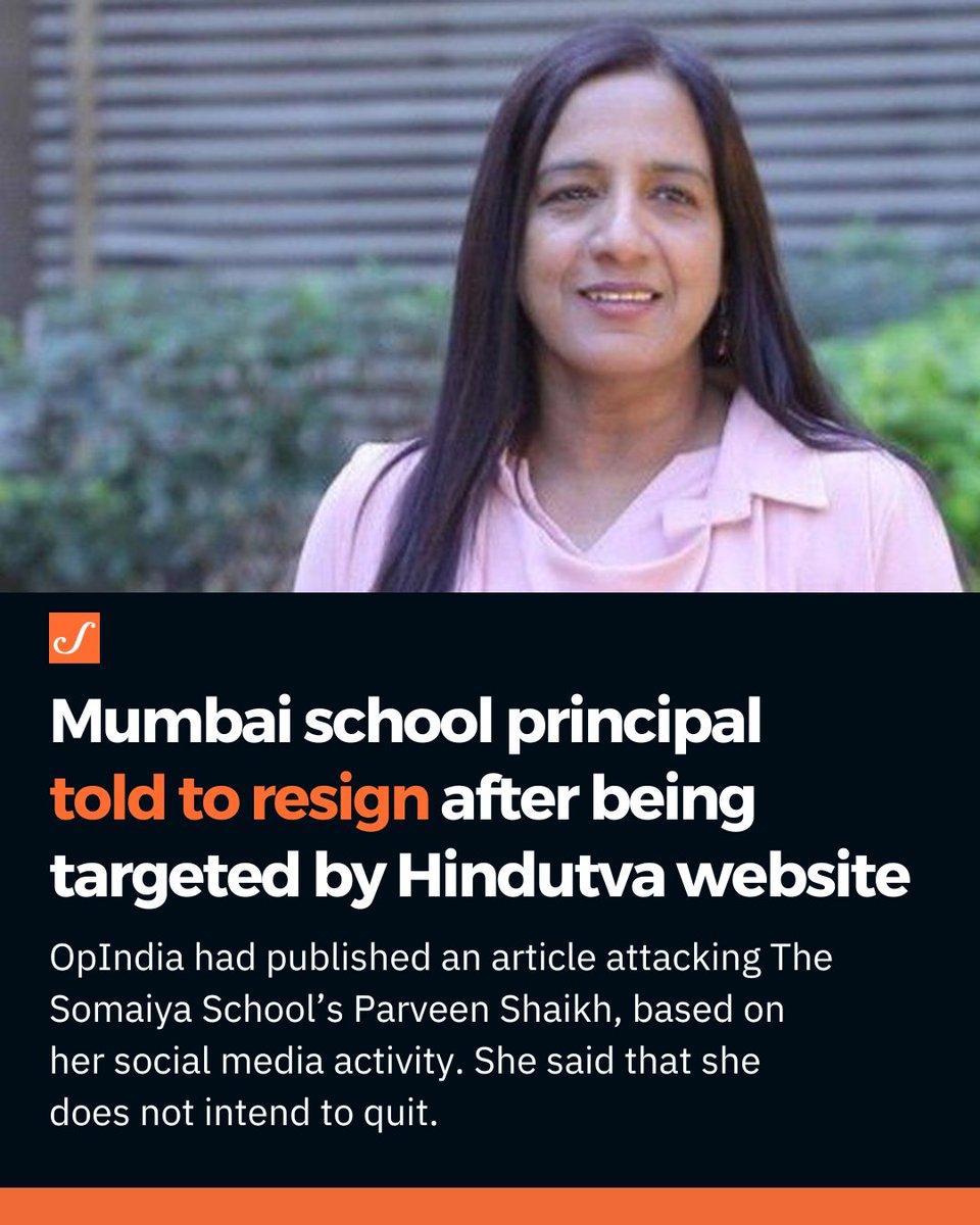 Parveen Shaikh was asked to resign after OpIndia – a Hindutva website accused of spreading misinformation and hate speech – published an article targeting her for her purported political views. Read full report here: scroll.in/article/106730…