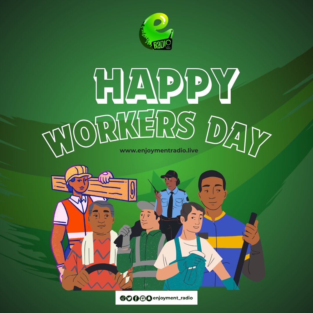Happy Worker's Day to all hardworking individuals! Your dedication and contributions to our communities are truly commendable.Thank you for building a better future for us all! 👨🏽‍🔧👩🏽‍🚒👩🏾‍✈️👨🏾‍🏫🧑🏾‍🍳 #enjoymentradio #season #WorkersDay #ThankYou #HappyWorkersDay #MayDay2024 #MayDay