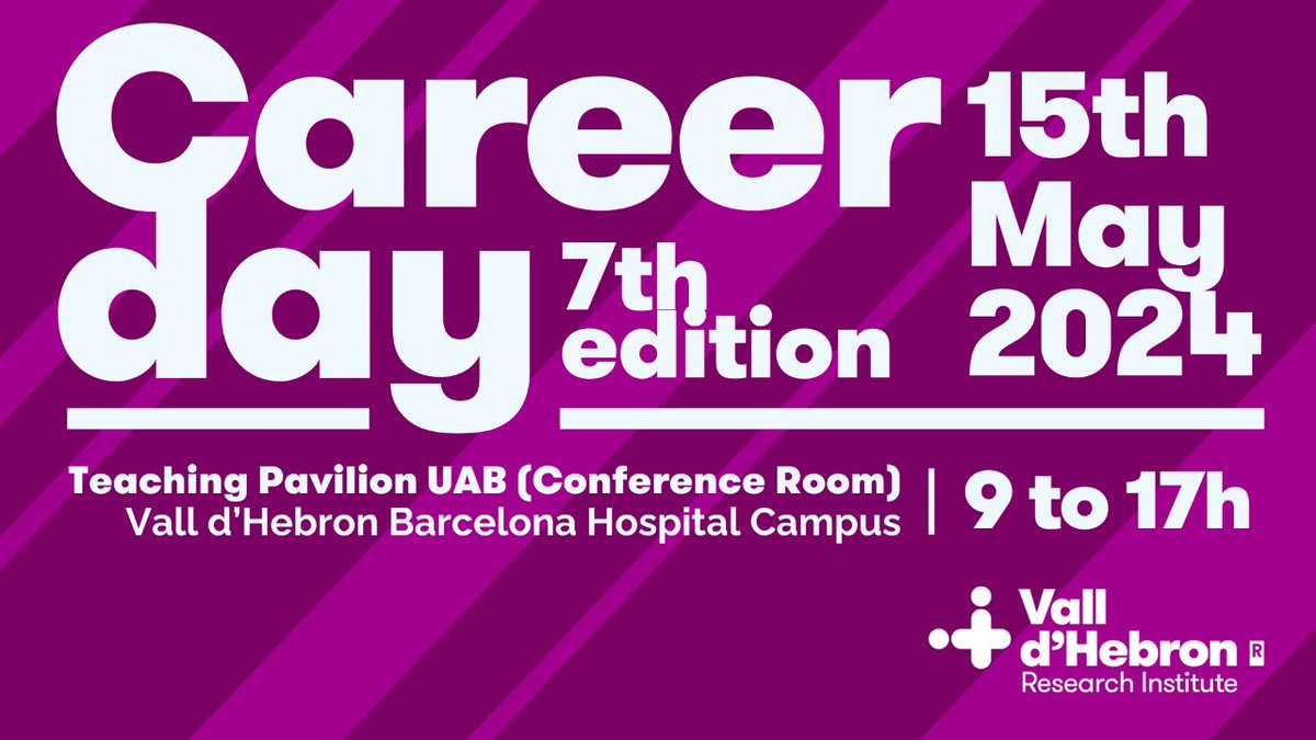 Are you interested in knowing more about possible careers in biomedicine? Come and enjoy the #CareerDayVH by @VHIR_! 🔬Conferences and activities about professional development.  🗓 15th May - 9 to 17 h ℹ️ vallhebron.social/career-day-2024