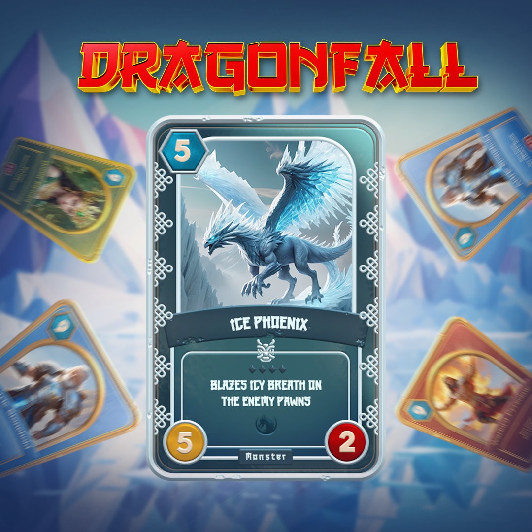 Introducing the Ice Phoenix sending blizzards across the board! Are you ready to pick him up? ❄️ #drafonfall #cardgame #nft