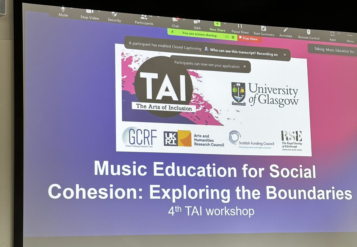N_JMillar's tweet photo. Great opportunity to be involved in sharing practice around Music Education for Social Cohesion symposium @UofGlasgow @UofGEducation. Interesting international findings from Spain, Bolivia and Colombia that could feed into our work here in Scotland. #outwardlooking https://t.co/XWvBg2s1xf