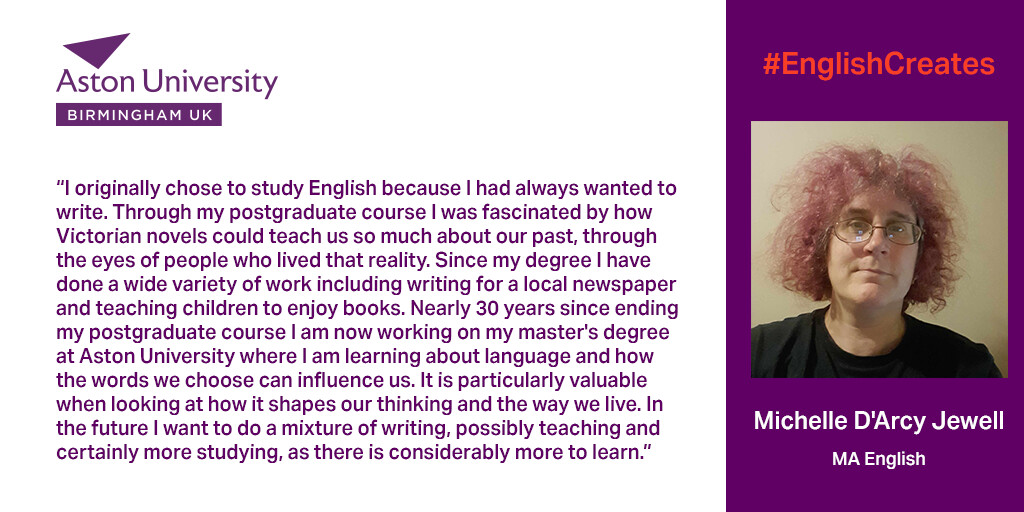 English degrees matter. Hear from Michelle, current MA English student at @AstonUniversity, as she shares her insights. #EnglishCreates @UnivEnglish @EnglishAston