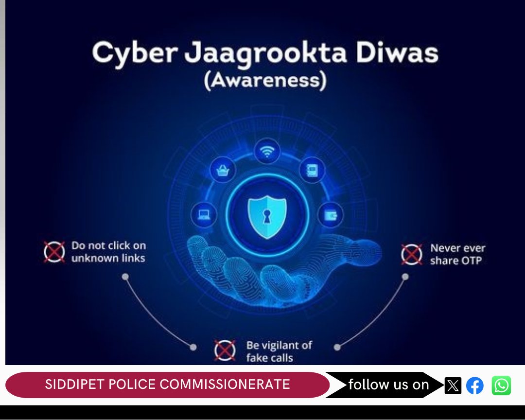 Be aware of Cyber frauds. for any cybercrime complaint cybercrime.gov.in or #Dial1930
@TSCyberBureau #I4C #Cybercrime #Cybersecurity #DigitalSafety @Cyberdost #siddipetpolice @TelanganaCOPs