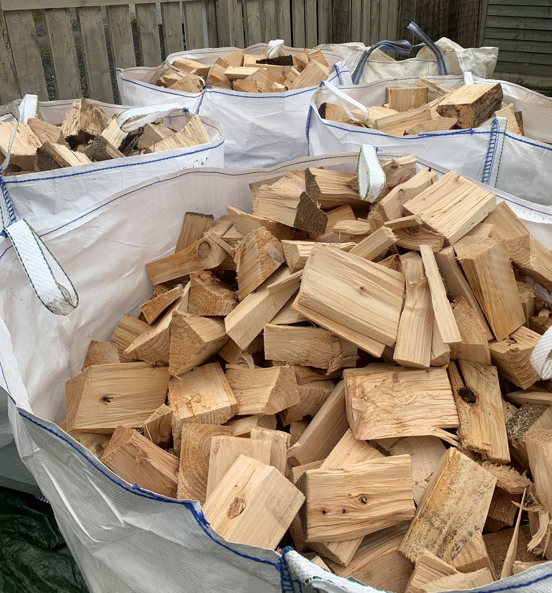 Preparations for winter start early around here. Just had our annual wood delivery from Bute Saw Mil. Now stacked away to season for the coming winter #woodburningstove #winterprep