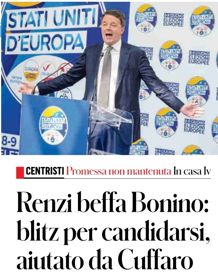 Avevate dubbi? l'accattone fiorentino fa il bis prima ha preso per il culo Calenda ora la Bonino 🤡🤡🤡

Un accordo con Emma Bonino
sulla promessa che non avrebbe corso in prima persona. 
Solo per questo, alla fine lei e
Riccardo Magi avevano detto di sì ad
andare con Italia Viva…