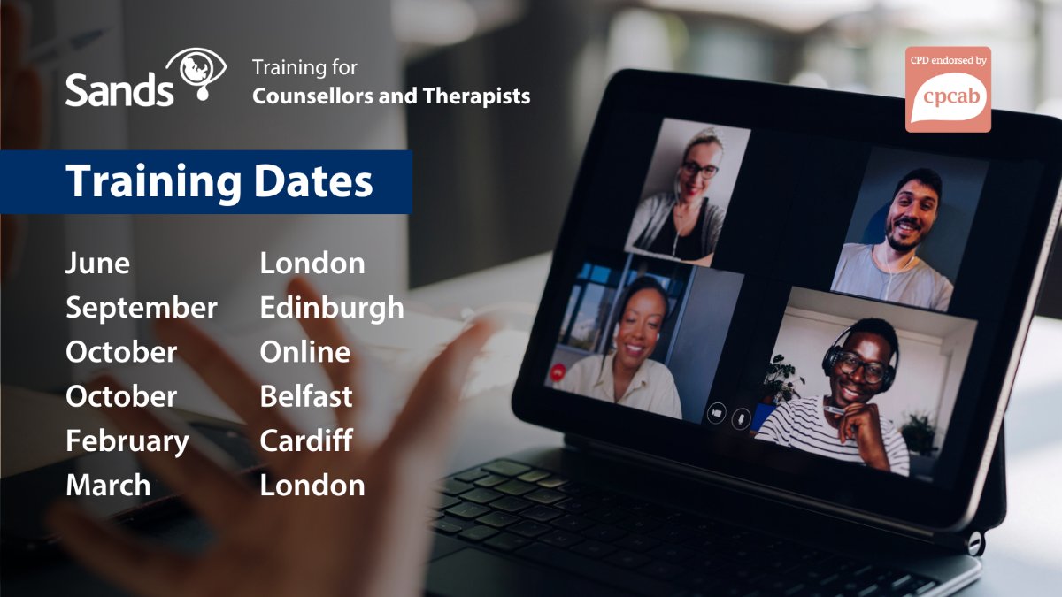 Training for Counsellors and Therapists 📣 Expand or refresh your skills to support you when working with people affected by #BabyLoss Find out more and book ⬇️ training.sands.org.uk/counsellors/ #SandsTraining