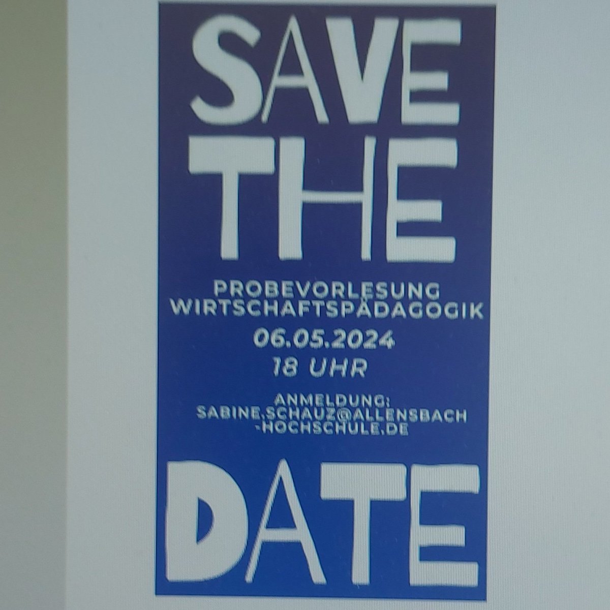 Ich habe die große Ehre, diese Probevorlesung am 06.05. an der <a href="/Allensbach_Univ/">AllensbachUniversity</a> halten zu dürfen. Ich habe interessante Inhalte aus der Wirtschaftspädagogik vorbereitet und freue mich auf Sie.
