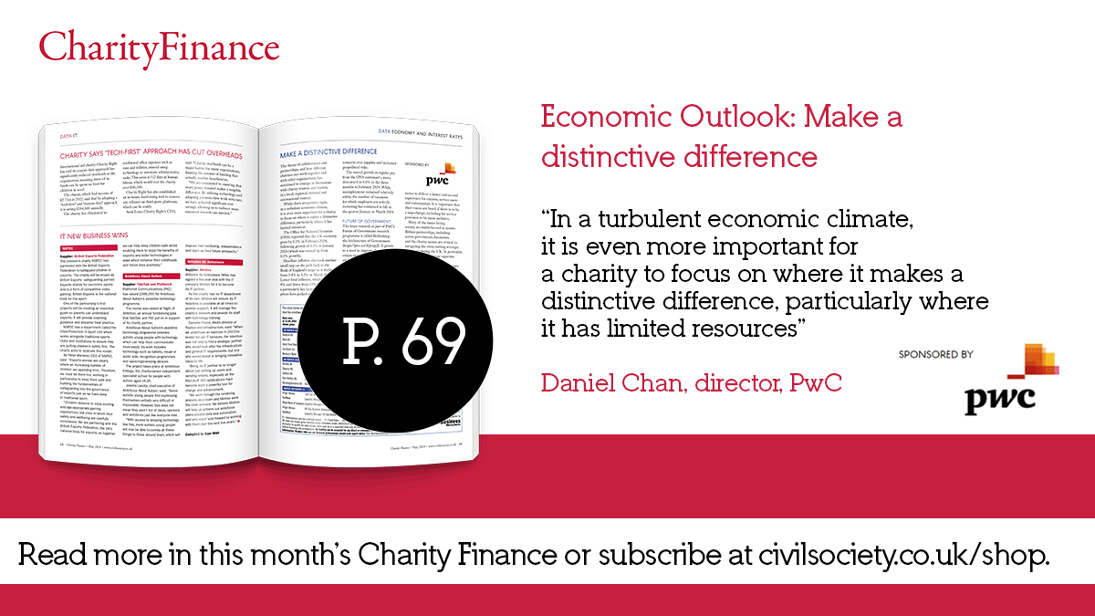 In the May issue of Charity Finance, @PwC_UK's @daniel_y_chan examines the challenges for charity's to make a distinctive difference in an uncertain economic climate. Read more at civilsociety.co.uk/finance/econom…