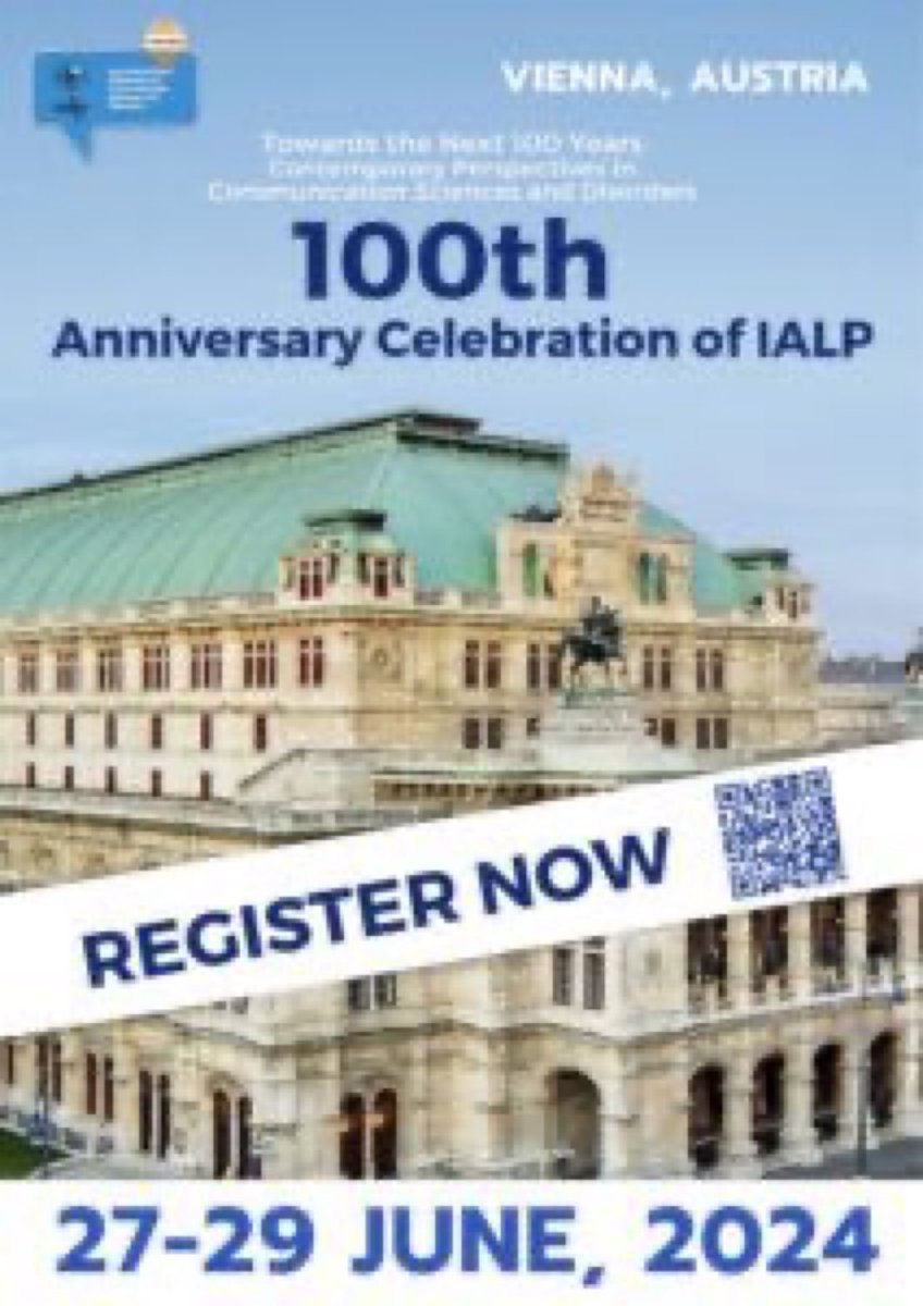 Don’t miss out celebrating a century of Speech and Language Therapy!
🎉1️⃣0️⃣0️⃣🎉
27-29 June - Vienna
There‘re still some tickets left!ialp-org.com/ialp-centennia… @BerufsverbandL @ASHAWeb @RCSLT @dbl_eV @logopedforbund @orthophonistes @logopaedie_ch