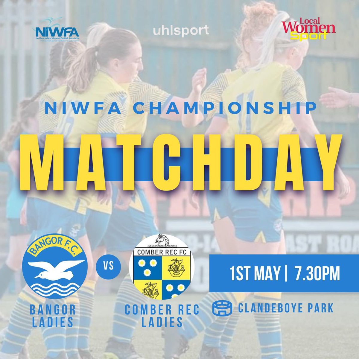 ⚽️ It’s a quick turnaround for Bangor Ladies who are back at Clandeboye Park tonight. 🏆 NIWFA Championship 🆚 Comber Rec Ladies 📆 Tonight 🏟 Clandeboye Park ⏳ 7.30pm 💷 Adults £3, Consession £2, under 16s free 🟡🔵 #niwfa #niwfa2024 #LWSsupercup #uhlsport