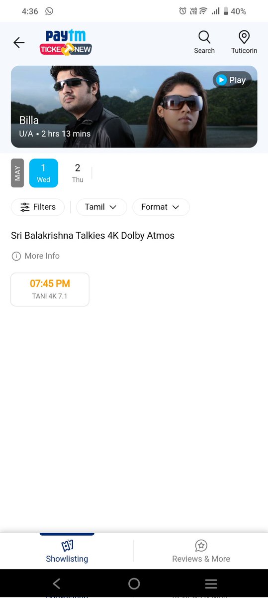 #Billa sold out in #Thoothukudi 
@SBKTalkies we want #Billa Additional show 
#HBDAjithKumar #VidaaMuyarchi #GoodBagUgly