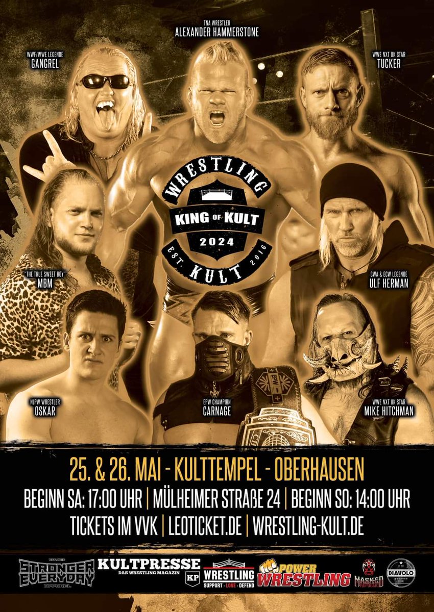 Biggest WrestlingKult Event in History. Sichert euch schnell die Tickets unter wrestling-Kult.de #KingofKult